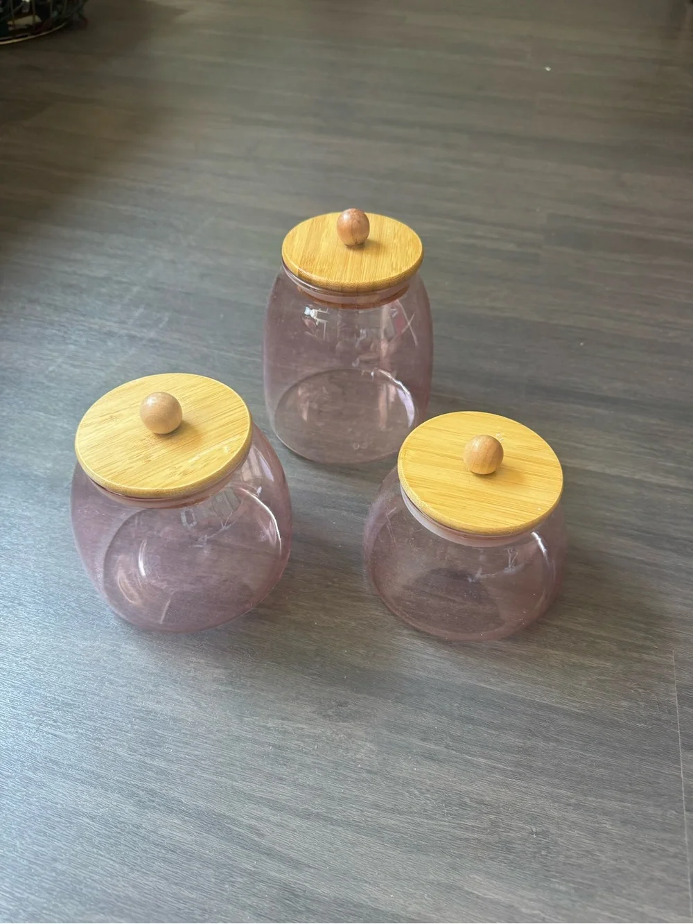 Target Pink Glass Pantry Jars with Bamboo Lids - Set of 3